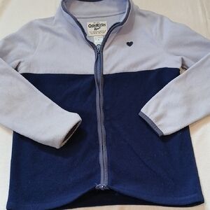 OshKosh B'gosh Girls' Two-Tone Light Gray and Navy Fleece Zip Jacket